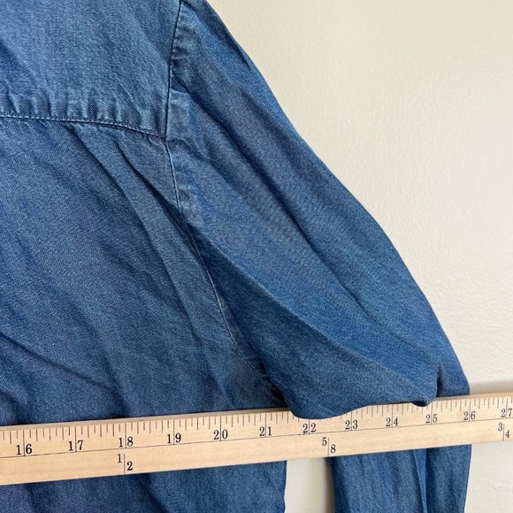 Soft Surroundings Petite Large Chambray Tencel Lyocell Button Up Long Sleeve Shi - Picture 7 of 7